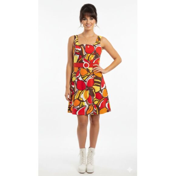 David Meister Mod Floral 60s Inspired Retro Dress Size 4 - Picture 1 of 9